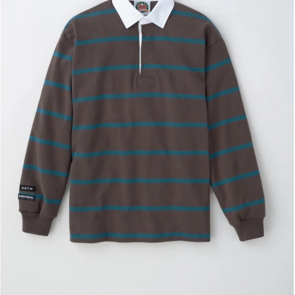 KOTN Teal and Brown Striped Long Sleeve Shirt